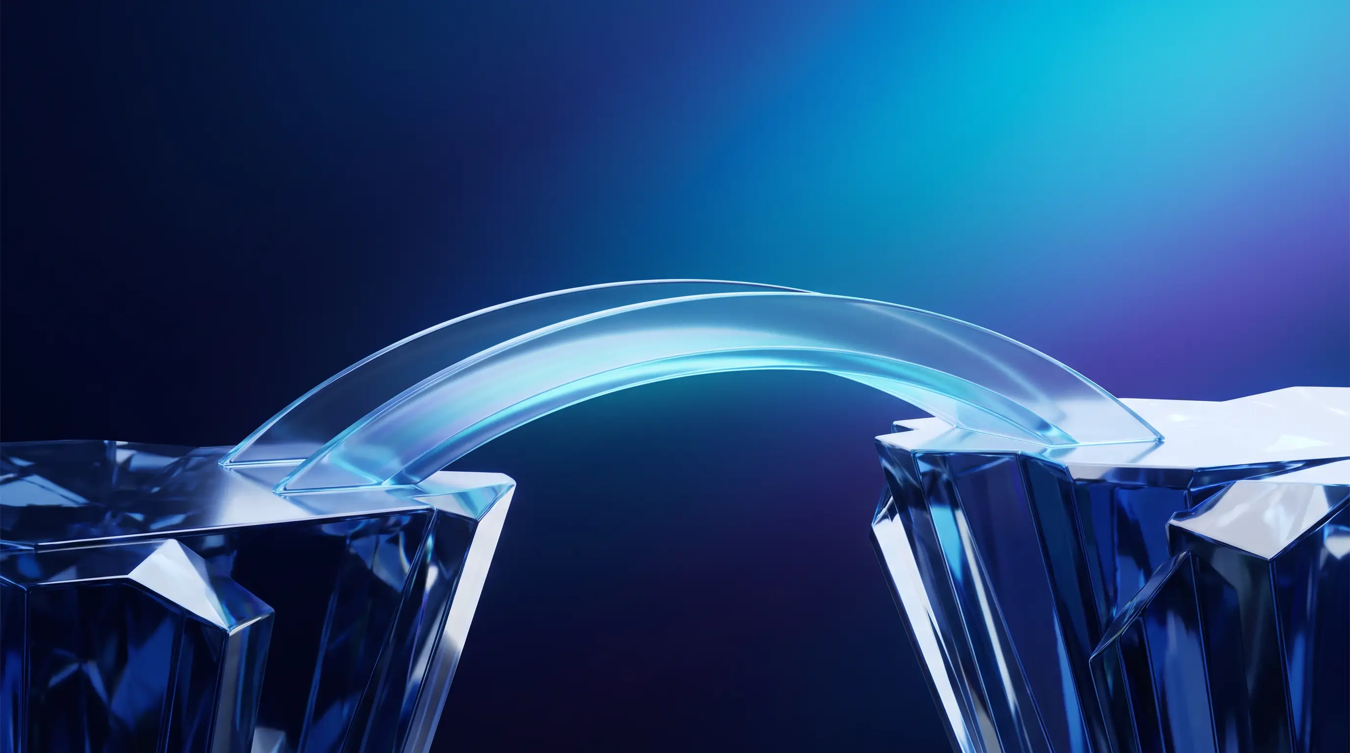 A glowing glass bridge spanning the chasm between two crystalline platforms, filling the space with light, GAP insurance covering the deductible gap