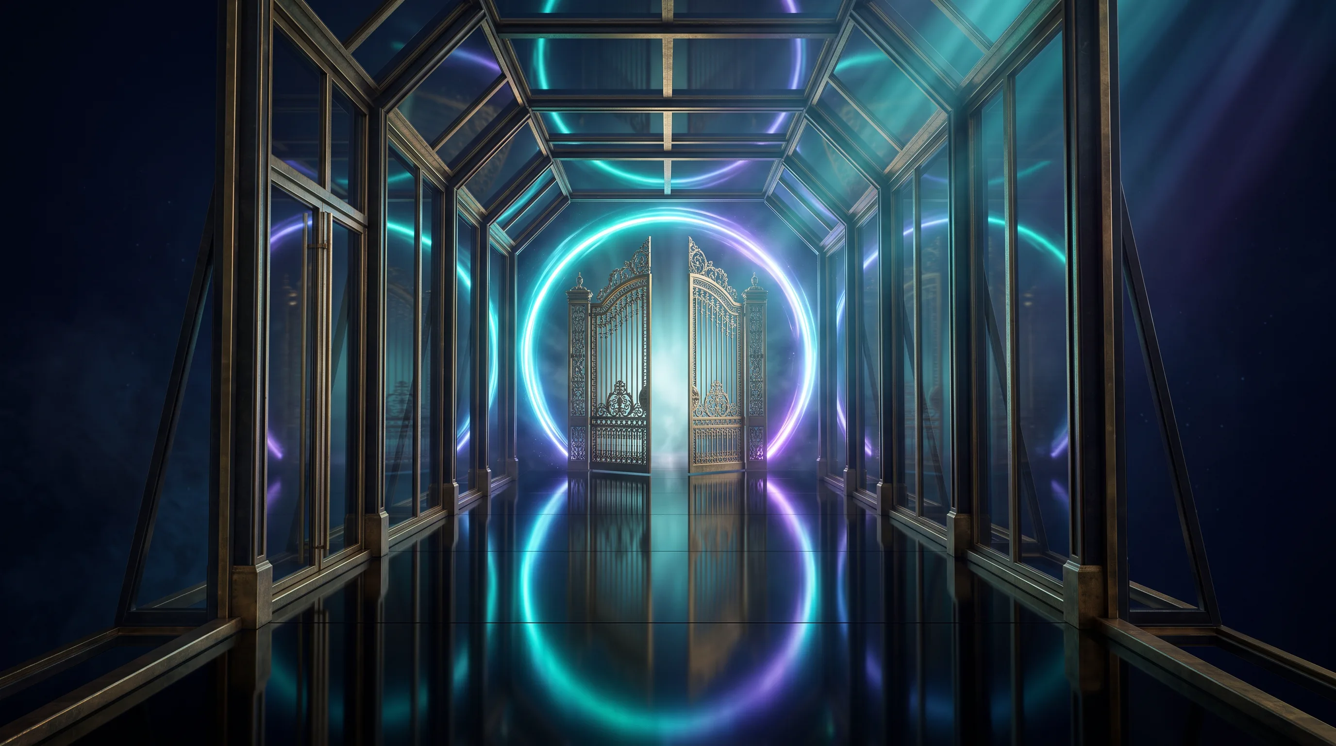 A brass gate opening at the end of a glass corridor ringed by a tightening band of light, what happens to Medicare when you retire after 65